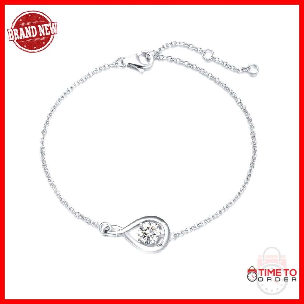 Sterling Silver Infinity Birthstone Bracelet Dainty Elegant Fine Jewelry Gift